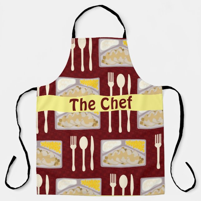 Frozen Dinners Fun Kitschy Epic Meal Pattern  Apron (Front)