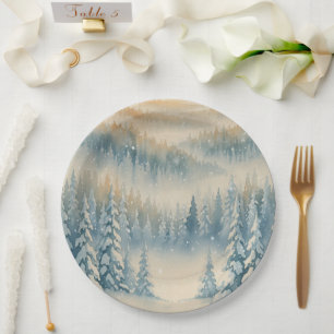 Frozen Dreams Snowy Landscape Paper Plates