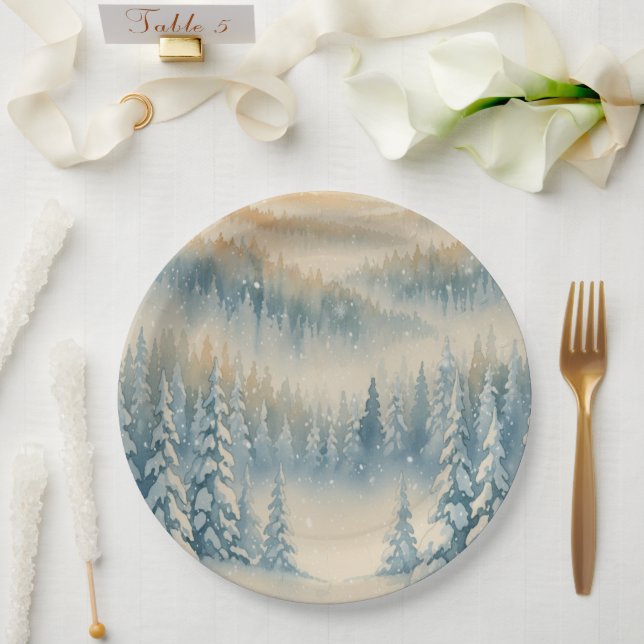 Frozen Dreams Snowy Landscape Paper Plates (Wedding)
