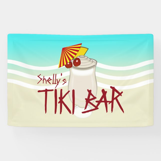 Frozen Drink Name Tiki Bar Banner (Horizontal)
