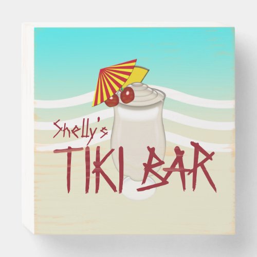 Frozen Drink Name Tiki Bar Wooden Box Sign