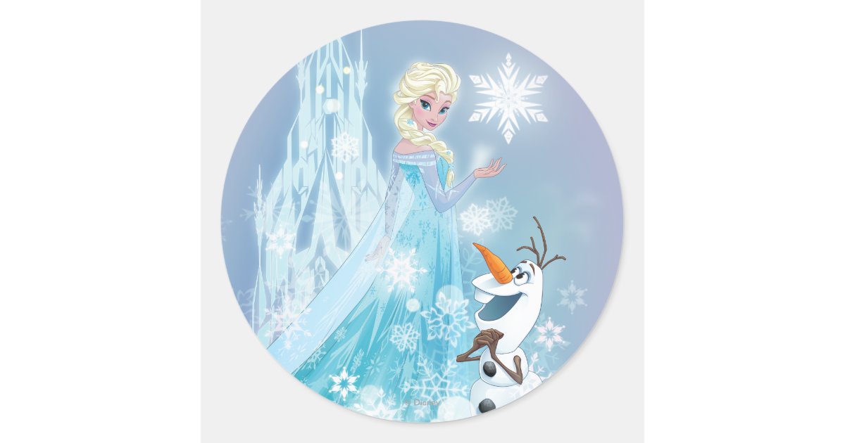 Frozen | Elsa and Olaf - Icy Glow Classic Round Sticker |