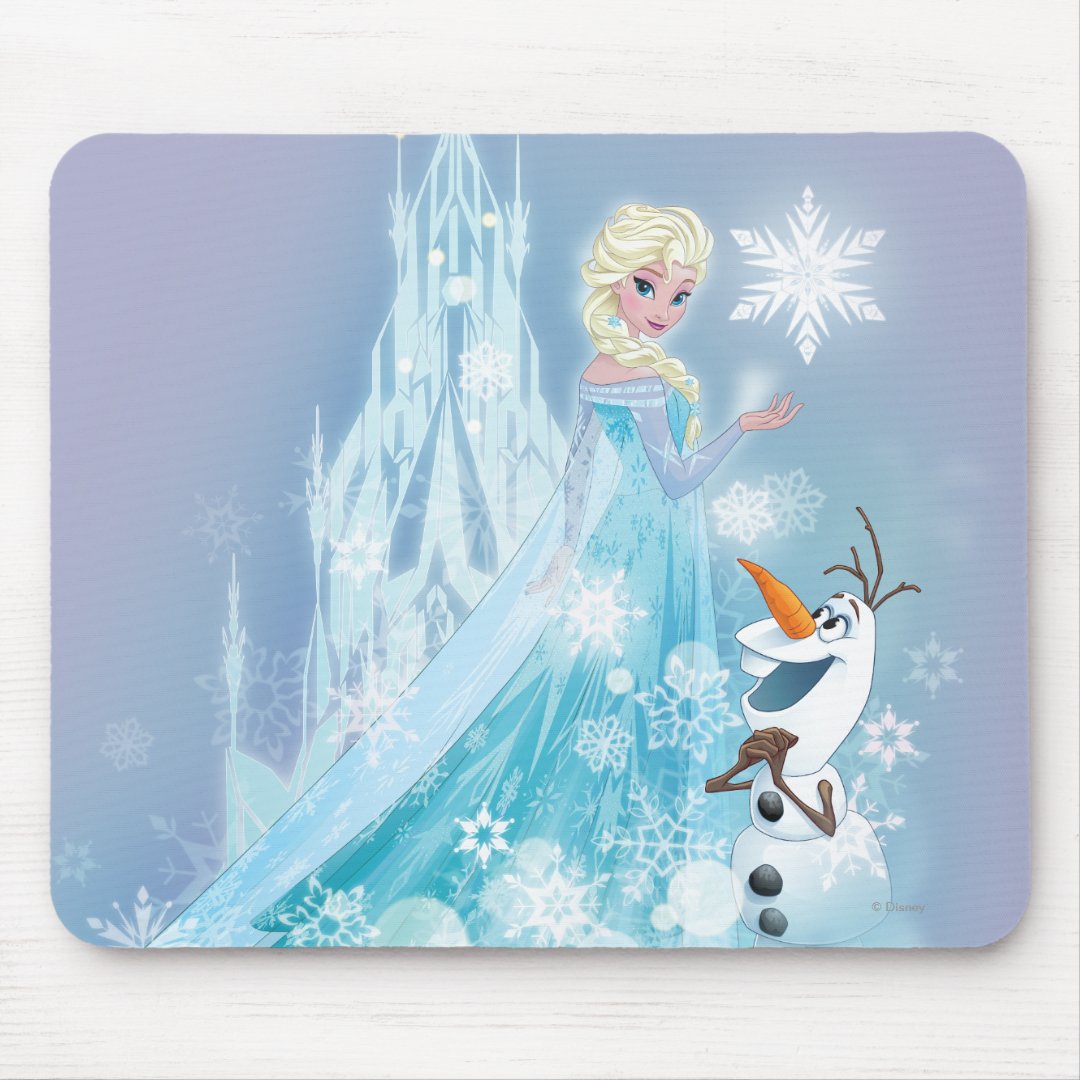 Frozen Elsa and Olaf Icy Glow Mouse Pad Zazzle