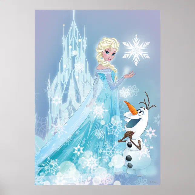 Frozen | Elsa and Olaf - Icy Glow Poster | Zazzle