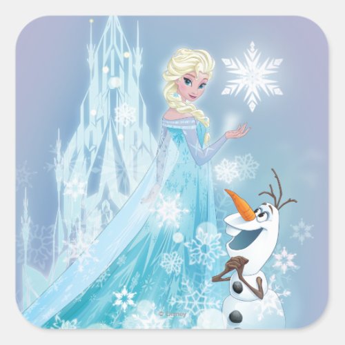 Frozen  Elsa and Olaf _ Icy Glow Square Sticker