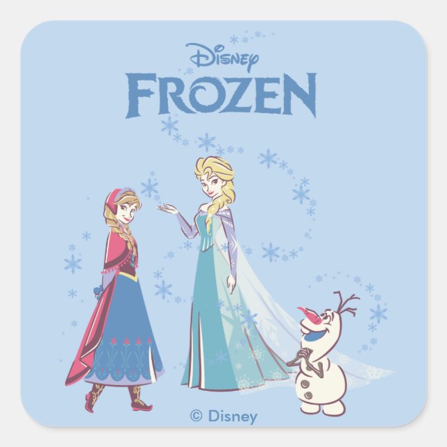 Frozen | Elsa, Anna & Olaf Square Sticker (Front)