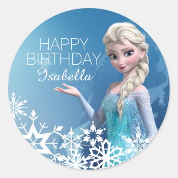 Frozen Elsa Birthday Classic Round Sticker by frozen at Zazzle