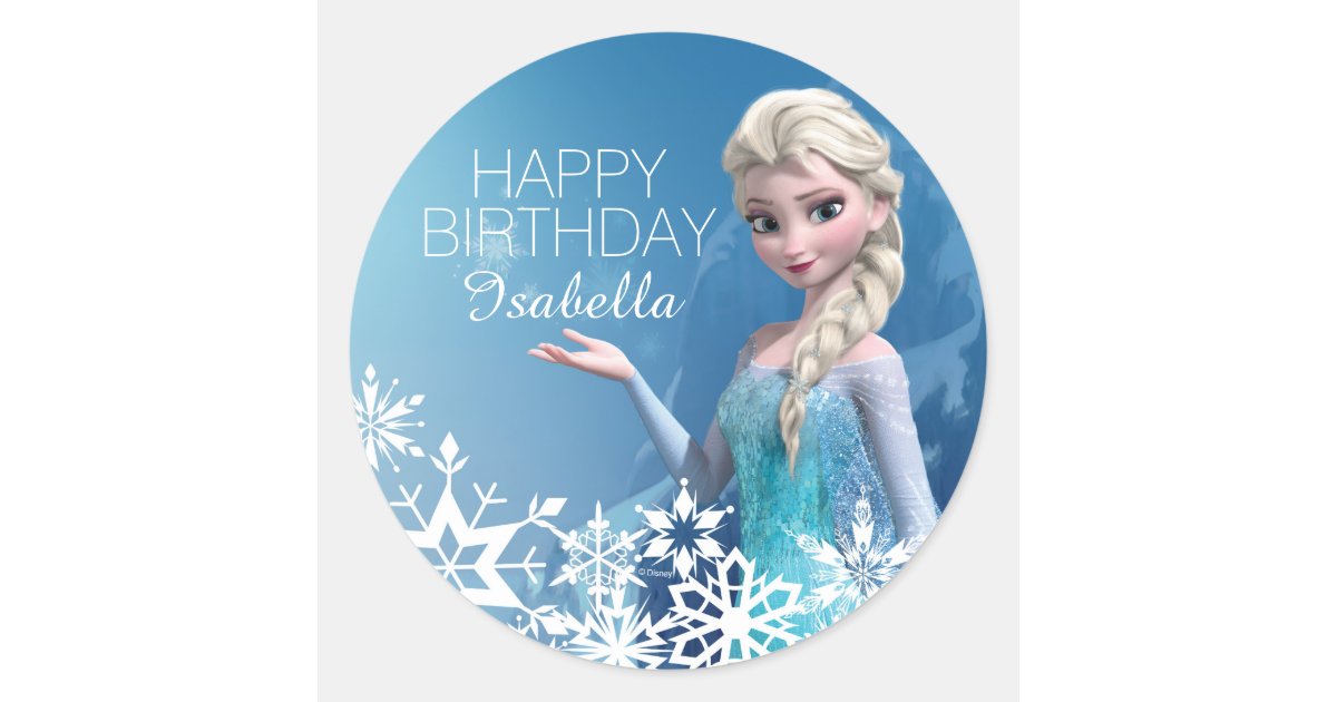Correctie Monet Hou op Frozen Elsa Birthday Classic Round Sticker | Zazzle