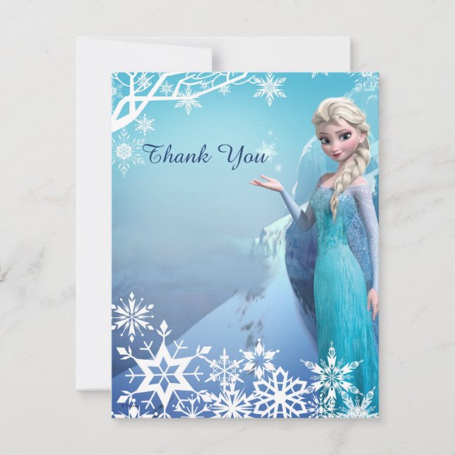 Frozen Elsa Birthday Party Thank You Card (Front)