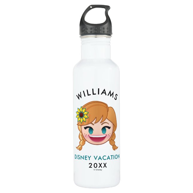 Frozen Emoji | Anna - Family Vacation & Year Stainless Steel Water Bottle (Front)