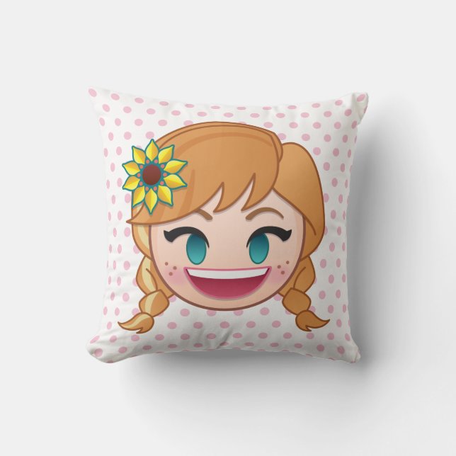 Frozen Emoji | Anna Throw Pillow (Front)