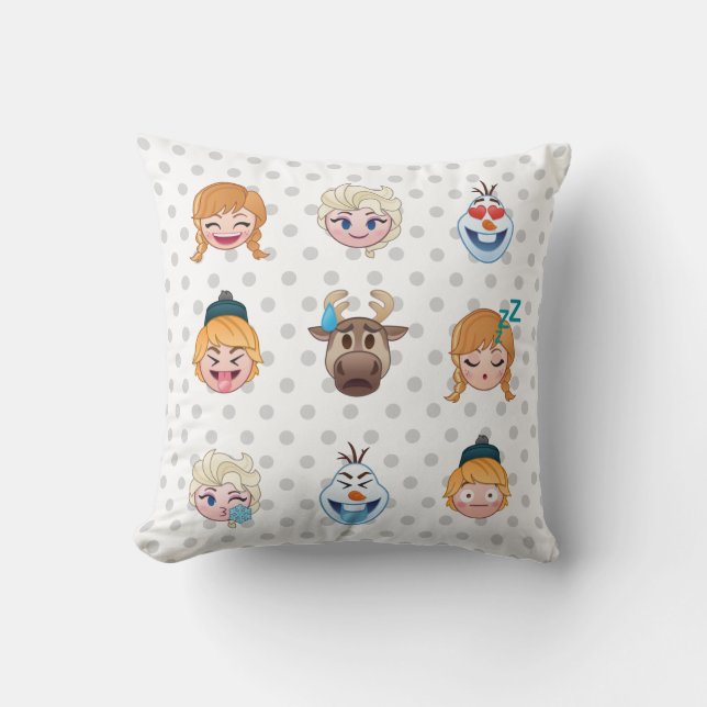 Frozen Emoji Characters Throw Pillow (Front)
