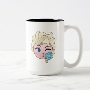 Frozen Emoji Elsa Throwing a Kiss Two-Tone Coffee Mug