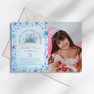 Frozen Fairy Tale Ice Princess Photo Birthday Invitation