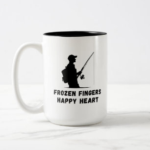 Frozen Fingers Happy Heart Ice Fishing Two-Tone Coffee Mug