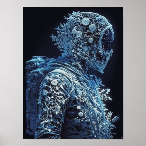 Frozen Floral Astronaut Poster