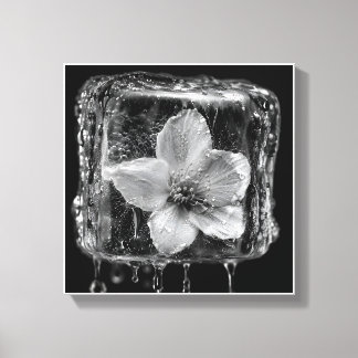 Frozen Flower Melting Ice Canvas Print