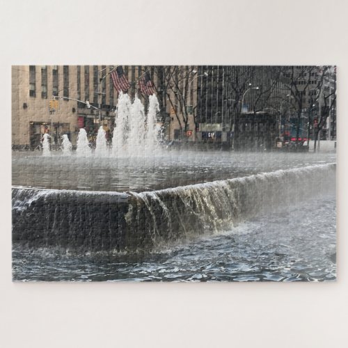 Frozen Fountain Sixth Avenue New York City NYC Jigsaw Puzzle