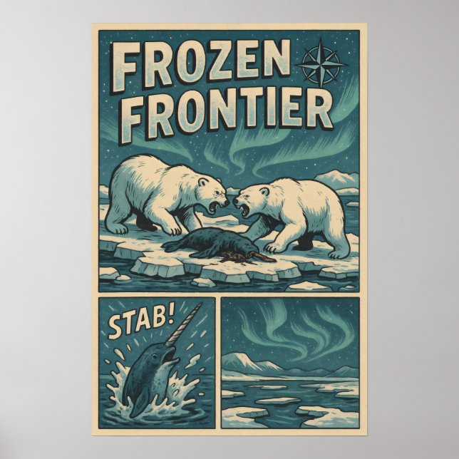 Frozen Frontier – Polar Bear Standoff & Narwhal Poster (Front)