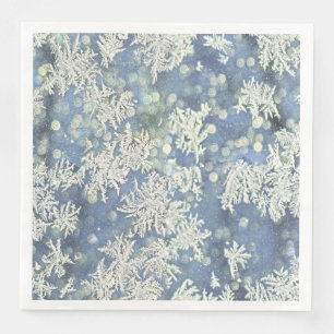 Frozen Frost Abstract Photography Blue/White Paper Dinner Napkins