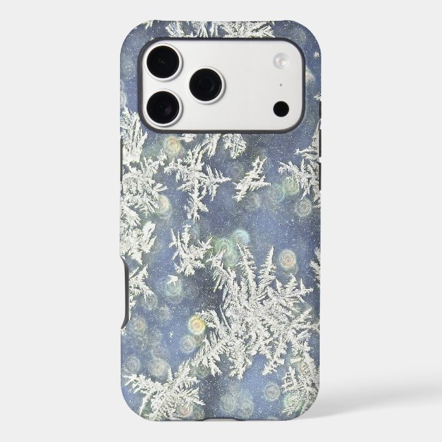 Frozen Frost Flakes Blue Macro Nature Photography  Case-Mate iPhone Case (Back)