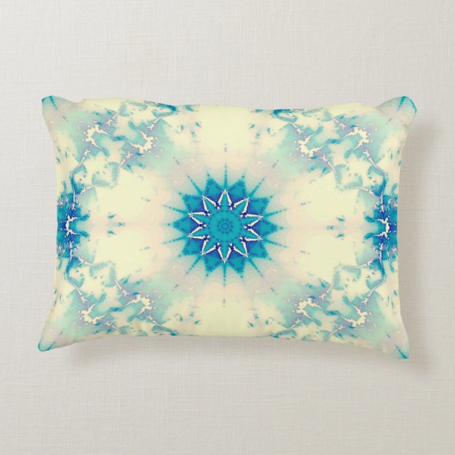 Frozen Frosty Blue Snowflake Winter Pattern Accent Pillow (Back)