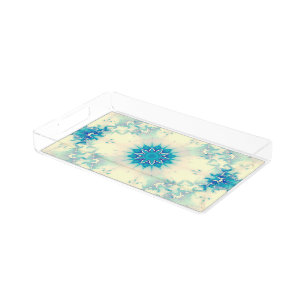Frozen Frosty Blue Snowflake Winter Pattern Acrylic Tray