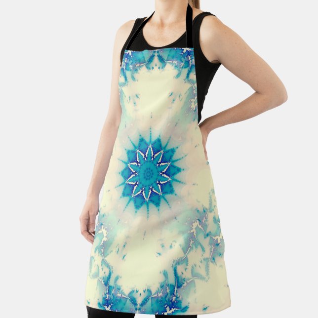Frozen Frosty Blue Snowflake Winter Pattern Apron (Insitu)