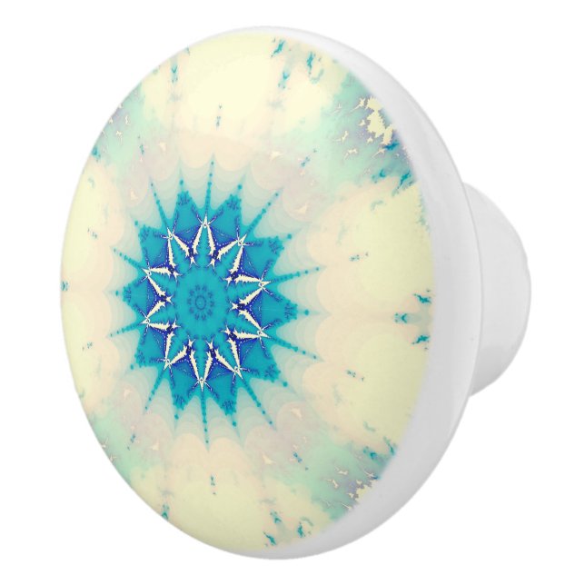 Frozen Frosty Blue Snowflake Winter Pattern Ceramic Knob (Right)