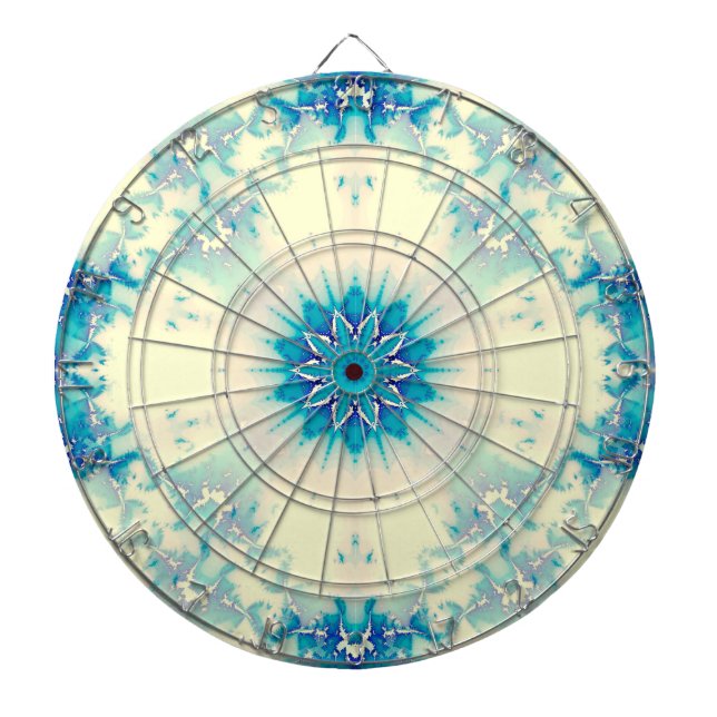 Frozen Frosty Blue Snowflake Winter Pattern Dart Board (Front)