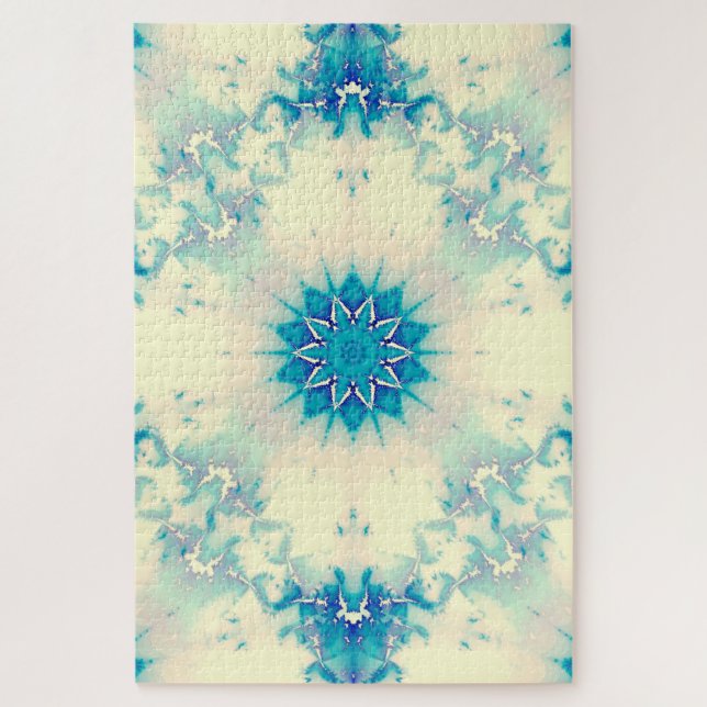 Frozen Frosty Blue Snowflake Winter Pattern Jigsaw Puzzle (Vertical)