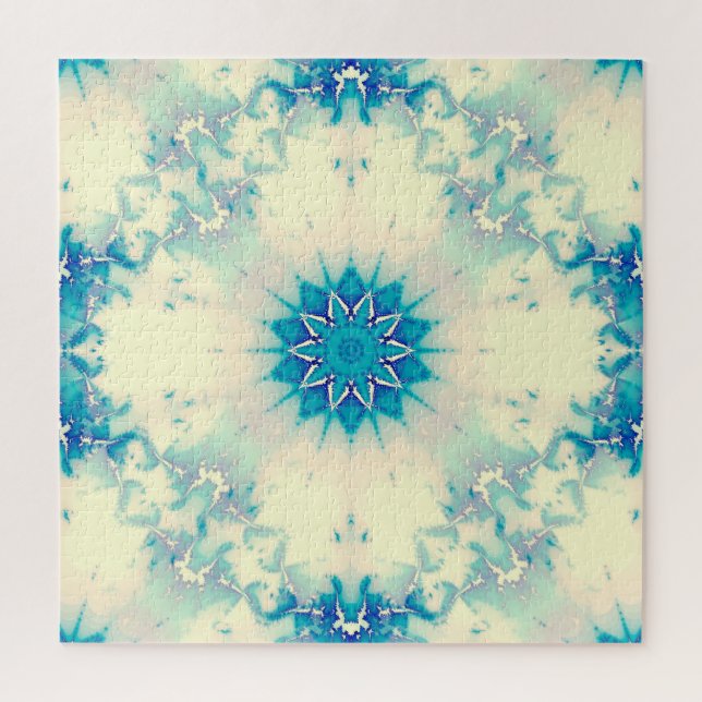 Frozen Frosty Blue Snowflake Winter Pattern Jigsaw Puzzle (Vertical)