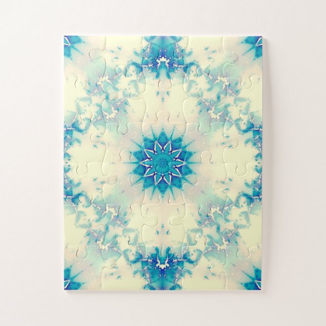 Frozen Frosty Blue Snowflake Winter Pattern Jigsaw Puzzle (Vertical)