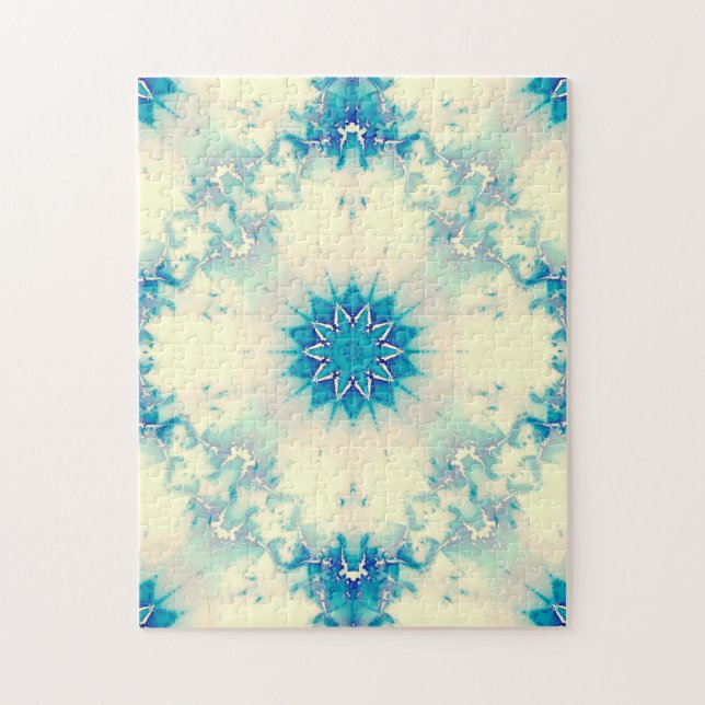 Frozen Frosty Blue Snowflake Winter Pattern Jigsaw Puzzle (Vertical)