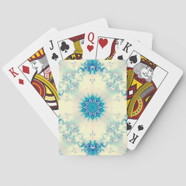 Frozen Frosty Blue Snowflake Winter Pattern Poker Cards (Back)