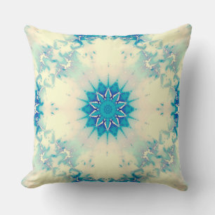 Frozen Frosty Blue Snowflake Winter Pattern Throw Pillow