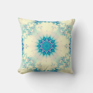 Frozen Frosty Blue Snowflake Winter Pattern Throw Pillow