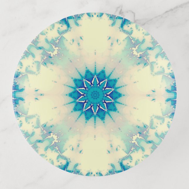 Frozen Frosty Blue Snowflake Winter Pattern Trinket Tray (Front)