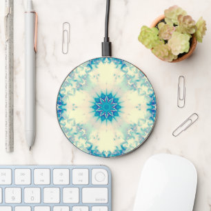 Frozen Frosty Blue Snowflake Winter Pattern Wireless Charger