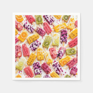 Frozen Fruit Popsicles Abstract Napkins