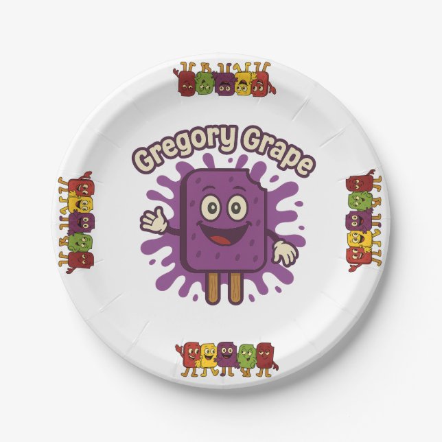 Frozen Fun Birthday featuring Gregory Grape Paper Plates (Front)