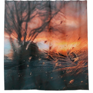 Frozen glass window shower curtain