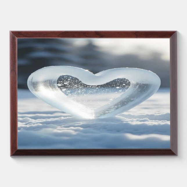 Frozen Heart in Snow - Winter Love Gift Award Plaque (Horizontal)