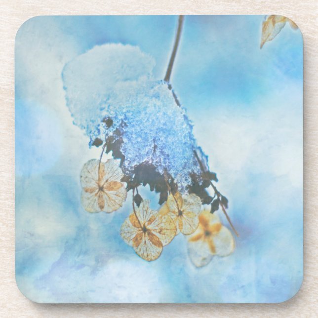 Frozen Hydrangeas Beverage Coaster (Front)