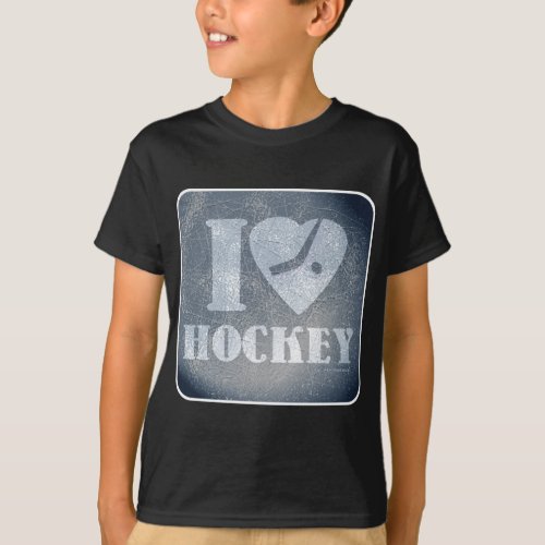 Frozen I Heart Hockey Epic Sports Logo T_Shirt