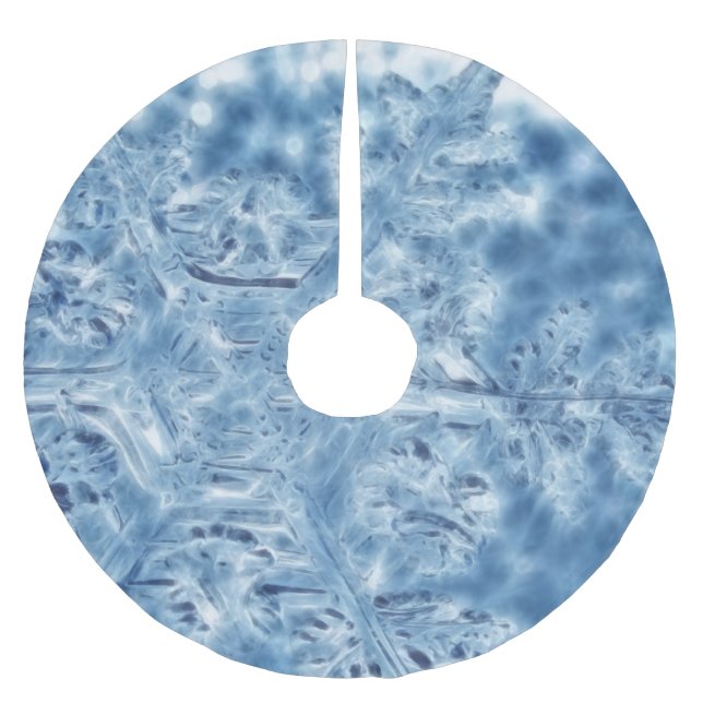 Frozen Ice Crystal Fractal Snowflake Brushed Polyester Tree Skirt (Front)