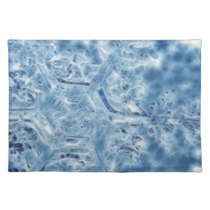 Frozen Ice Crystal Fractal Snowflake Cloth Placemat