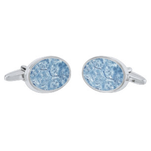 Frozen Ice Crystal Fractal Snowflake Silver Cufflinks
