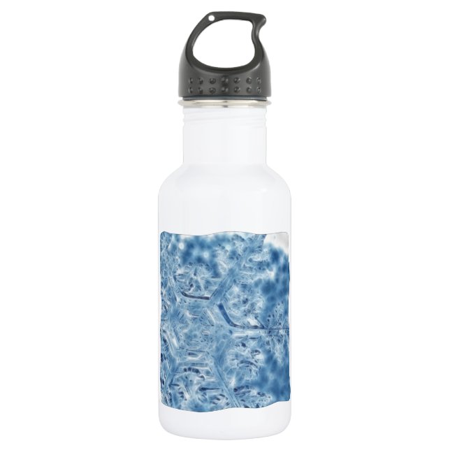 Frozen Ice Crystal Fractal Snowflake Water Bottle (Front)