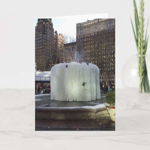 Frozen Ice Fountain Bryant Park New York City NYC Holiday Card